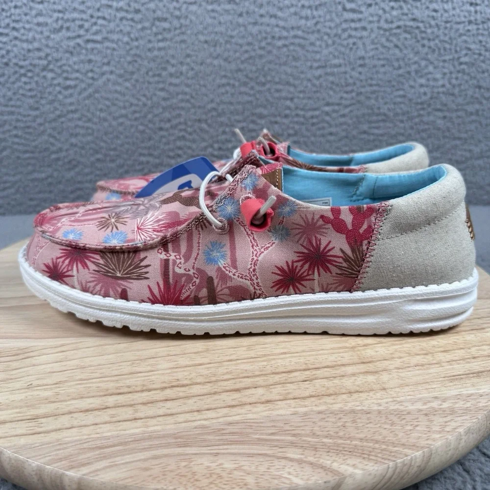 Hey Dude Wendy Funk Oasis Womens Size 10 Pink Southwestern Desert Slip On Shoes